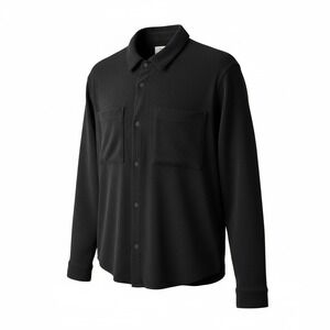 Mode of One Corduroy‎ Long Sleeve Snap Front Solid Color Men's Shirt Black  S